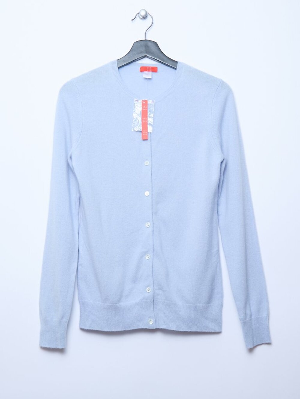 NWT Jennie Liu 100% Cashmere Cardigan Sky Blue Sweater S quiet luxury timeless
